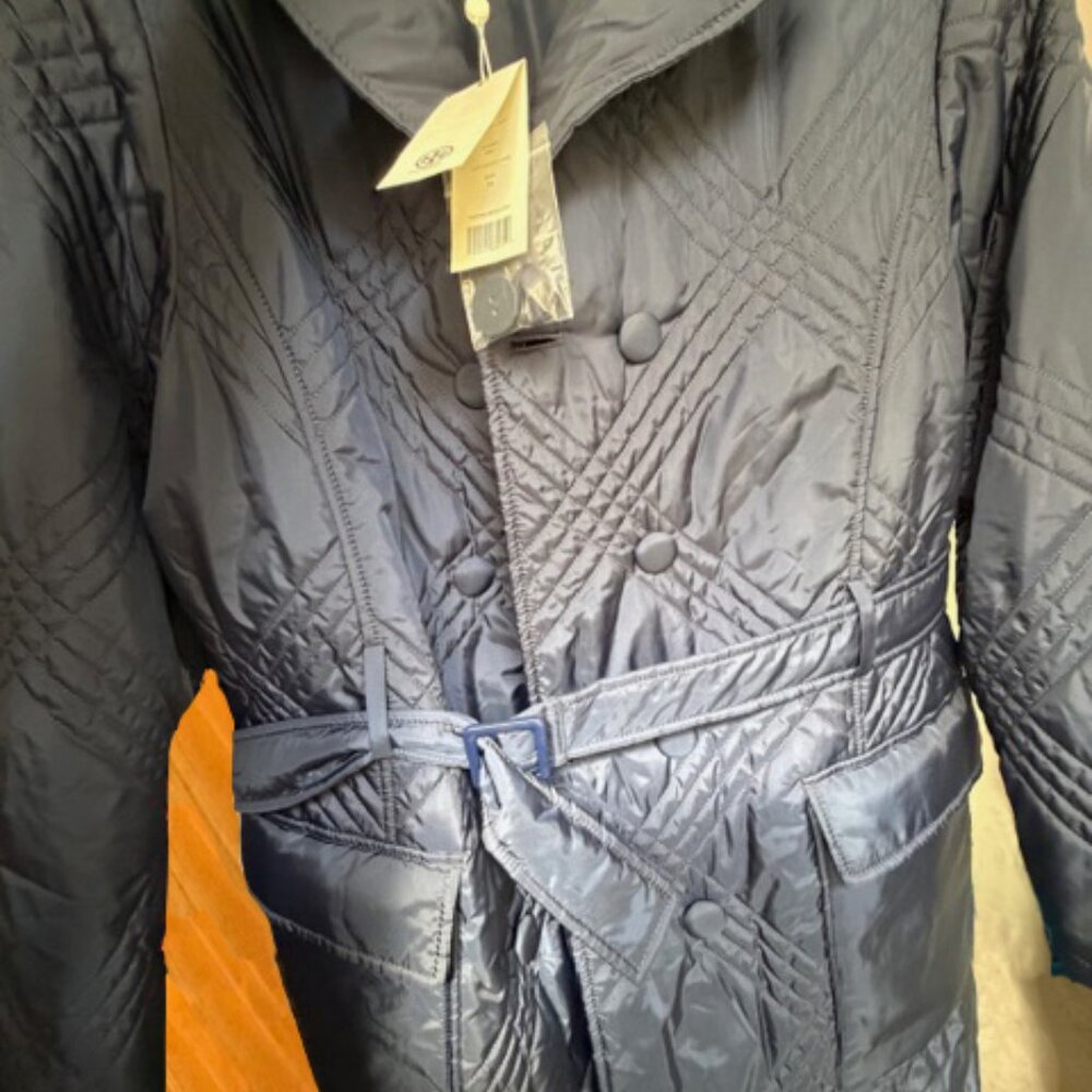 Tory Burch Jordana Dark Navy Quilted Coat 14 - Picture 6 of 8